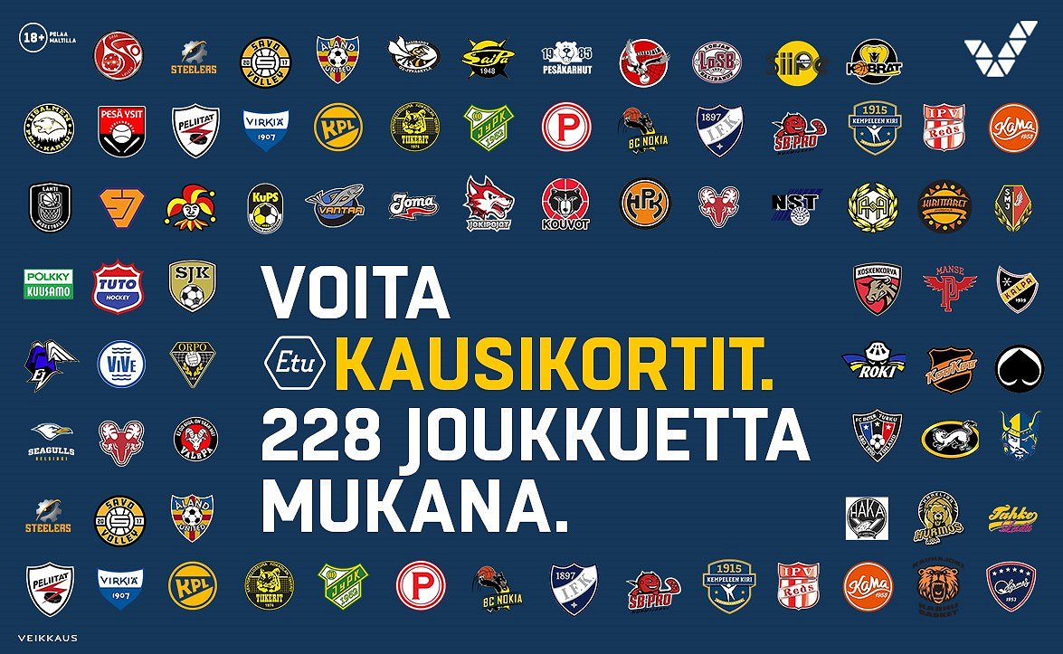 Veikkauksen asiakkaat voivat voittaa suosikkiseuransa kausikortteja