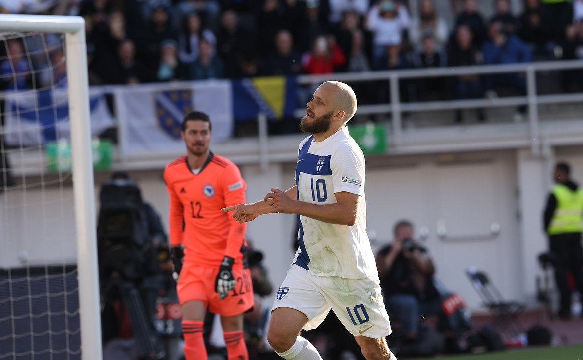 ​Huuhkajille kitkerä tasapeli Bosnia-Hertsegovinaa vastaan