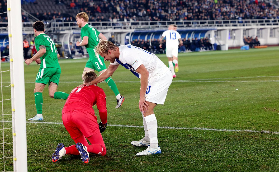 Huuhkajilla kolea ilta Dublinissa - putoaminen C-liigaan varmistui 