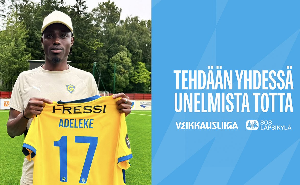 ​Unelmista totta! – Kuukauden pelaaja Adeleke Akinyemen pelipaita huutokauppaan
